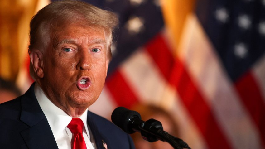 Former US President and Republican presidential candidate Donald Trump speaks about “No Tax on Tips” at “Il Toro E La Capra” Restaurant in Las Vegas, Nevada, August 23, 2024. (Photo by Ellen SCHMIDT / AFP) (Photo by ELLEN SCHMIDT/AFP via Getty Images)