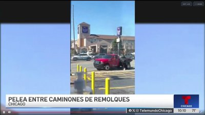 Pelea entre camiones de remolques