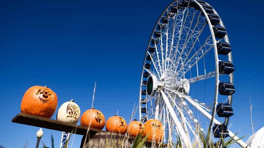 Decoraciones de Halloween junto al Navy Pier de Chicago, Estados Unidos, el 19 de octubre de 2022. (Fotografía de Beata Zawrzel/NurPhoto vía Getty Images)