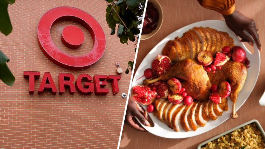 Foto de una tienda de Target en EEUU y comida para el Día de Acción de Gracias.