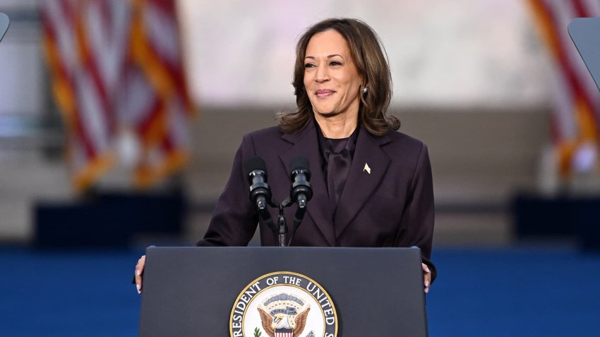 US Vice President Democratic presidential candidate Kamala Harris speaks at Howard University in Washington, DC, on November 6, 2024. 