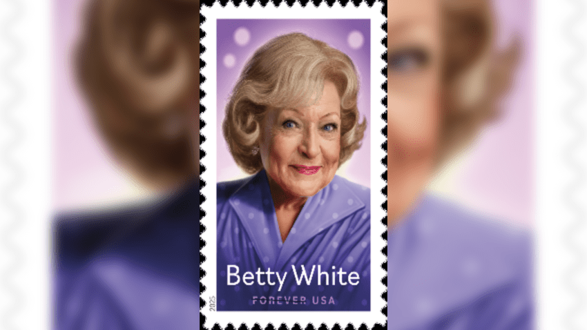 Estampilla de USPS honrando a Betty White.