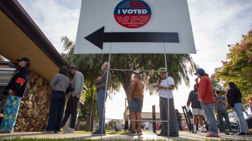 SANTA MONICA, CALIFORNIA – NOVEMBER 5: People stand in line to vote at Joslyn Park vote center on November 5, 2024 in Santa Monica, California. Americans cast their ballots today in the presidential race between Republican nominee former President Donald Trump and Democratic nominee Vice President Kamala Harris, as well as multiple state elections that will determine the balance of power in Congress. (Photo by Apu Gomes/Getty Images)