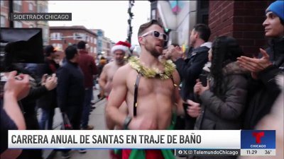 Santas en traje de baño se lanzan al frío por una buena causa en Chicago