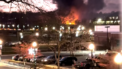 Watch: Large fire burns near Route 31 in downtown Elgin