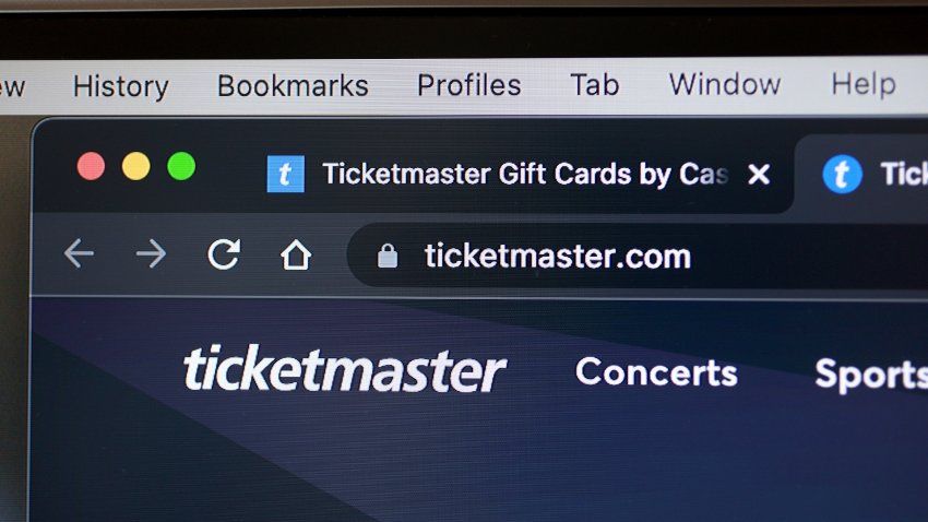 Un navegador web en el sitio web de Ticketmaster.