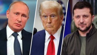 Los presidentes de Rusia, Estados Unidos y Ucrania.