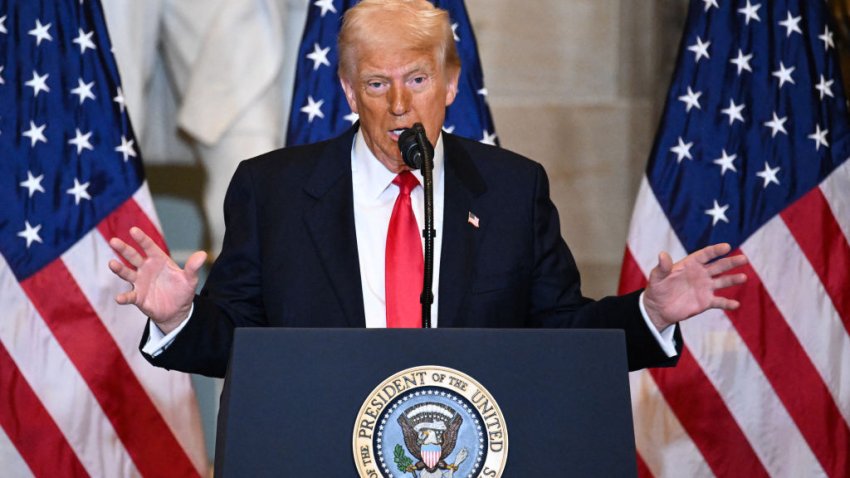 US President Donald Trump speaks during the National Prayer Breakfast at the US Capitol in Washington, DC, on February 6, 2025. (Photo by Mandel NGAN / AFP) (Photo by MANDEL NGAN/AFP via Getty Images)