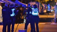 Vancouver police investigate a crime scene after a man drove into pedestrians at the annual Lapu Lapu festival celebrating Filipino culture, at East 43rd Avenue and Fraser, in the south of Vancouver on April 26, 2025. Canadian police arrested a man on April 26 after a car plowed into a street party in the western city of Vancouver killing a number of people. Authorities said the incident happened shortly after 8:00 pm (0300 GMT Sunday) in Vancouver’s Sunset on Fraser neighborhood as members of the Filipino community gathered to celebrate Lapu Lapu Day. (Photo by Don MacKinnon / AFP) (Photo by DON MACKINNON/AFP via Getty Images)