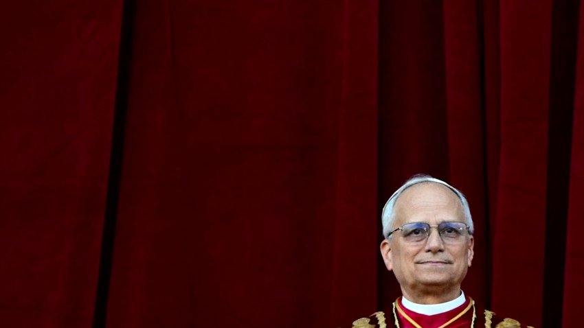 Newly elected Pope Leo XIV, Robert Prevost appears at the main central loggia balcony of the St Peter’s Basilica for the first time, after the cardinals ended the conclave, in The Vatican, on May 8, 2025. Robert Francis Prevost was on Thursday elected the first pope from the United States, the Vatican announced. A moderate who was close to Pope Francis and spent years as a missionary in Peru, he becomes the Catholic Church’s 267th pontiff, taking the papal name Leo XIV. (Photo by Tiziana FABI / AFP) (Photo by TIZIANA FABI/AFP via Getty Images)