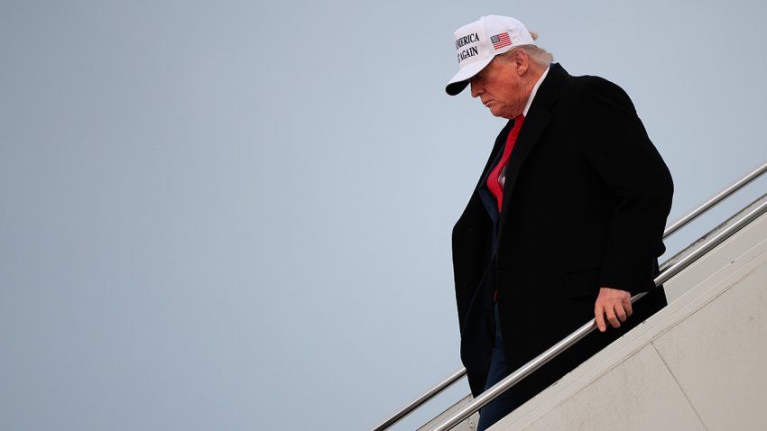 CALGARY, ALBERTA – JUNE 15: U.S. President Donald Trump arrives at Calgary International Airport for the G7 leaders’ summit on June 15, 2025 in Calgary, Alberta. Canada is hosting this year’s meeting of the world’s seven largest economies in Kananaskis, Alberta. (Photo by Chip Somodevilla/Getty Images)