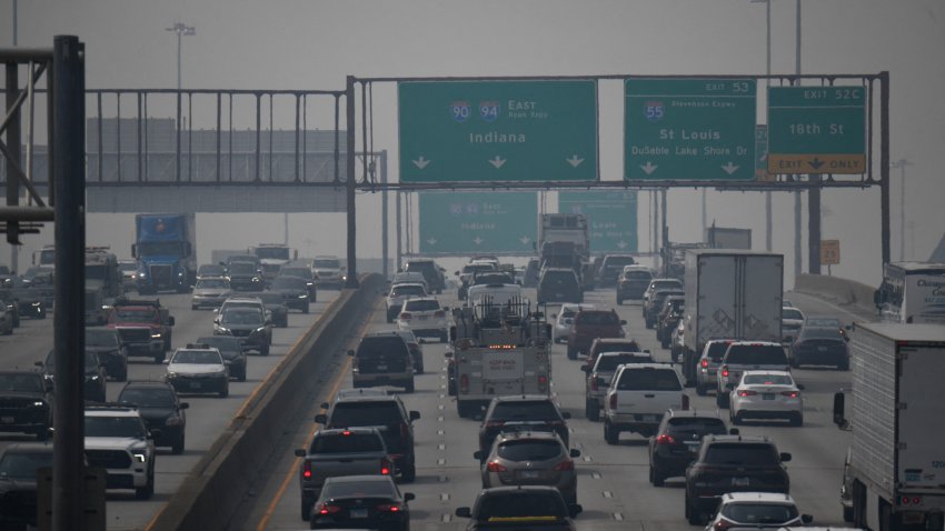 Smoke from wildfires burning in Canada blankets the Chicago metropolitan area on July 16, 2026. Out-of-control wildfires are raging in the Canadian province of Ontario, prompting evacuations and sending dangerous smoke billowing into the United States where millions of people were exposed to the unhealthy air. (Photo by Octavio Jones / AFP via Getty Images)