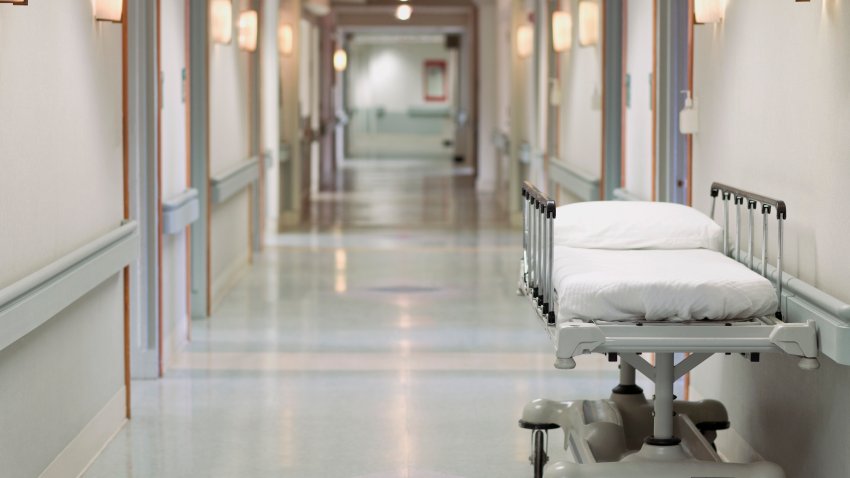 Gurney in hospital hallway