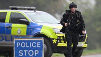 WHELFORD, ENGLAND – SEPTEMBER 27: Armed police maintain road blocks and security checks around RAF Fairford on September 27, 2026 in Fairford, England. Police have declared a major incident after evacuating residents from their homes in Whelford, a village about one mile from RAF Fairford, a military base that hosts U.S. Air Force bombers involved in the Iran conflict. Several men have been arrested on suspicion of offences under the explosives act, and the Army’s specialist explosive ordnance disposal team are examining a number of vehicles in the area. (Photo by Leon Neal/Getty Images)