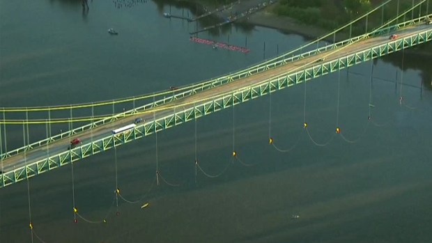 Activistas de Greenpeace se cuelgan de puente