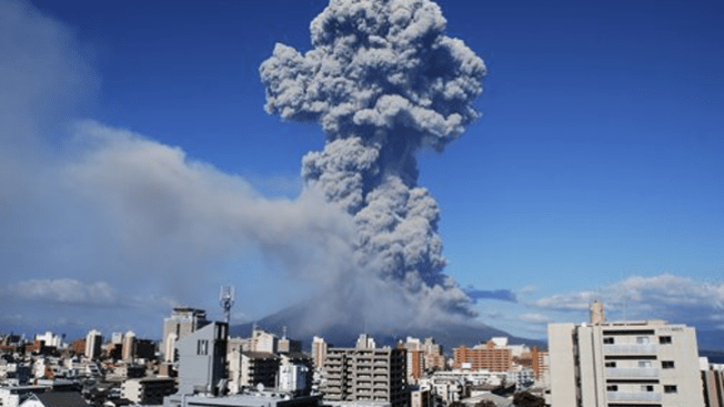 La brava erupción del volcán Sakurajima